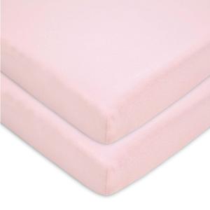 American Baby Company 2 Pack 100% Natural Cotton Fitted Mini Crib Sheets 38" x 24" - Soft & Breathable Small Nesting Portable Sheets, Fits Pack N Play Mattresses, Pink, for Boys & Girls
