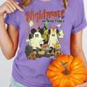 Magical Halloween Shirts for Women Funny Nightmare On Main Street Graphic Tees Spooky Season Casual Short Sleeve Fall Tops Purple (Purple, XL)