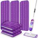6 Pack Reusable Mop Pads Compatible with Swiffer PowerMop, Wood Floor Pads Microfiber Mop Replacement Refills Machine Washable for All Floor Surfaces (Purple)