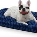 Washable Dog Bed Mat Reversible Dog Crate Pad Soft Fluffy Pet Kennel Beds Dog Sleeping Mattress for Large Jumbo Medium Small Dogs, 35 x 22 Inch, Blue (35.00" x 22.00" x 1.50")