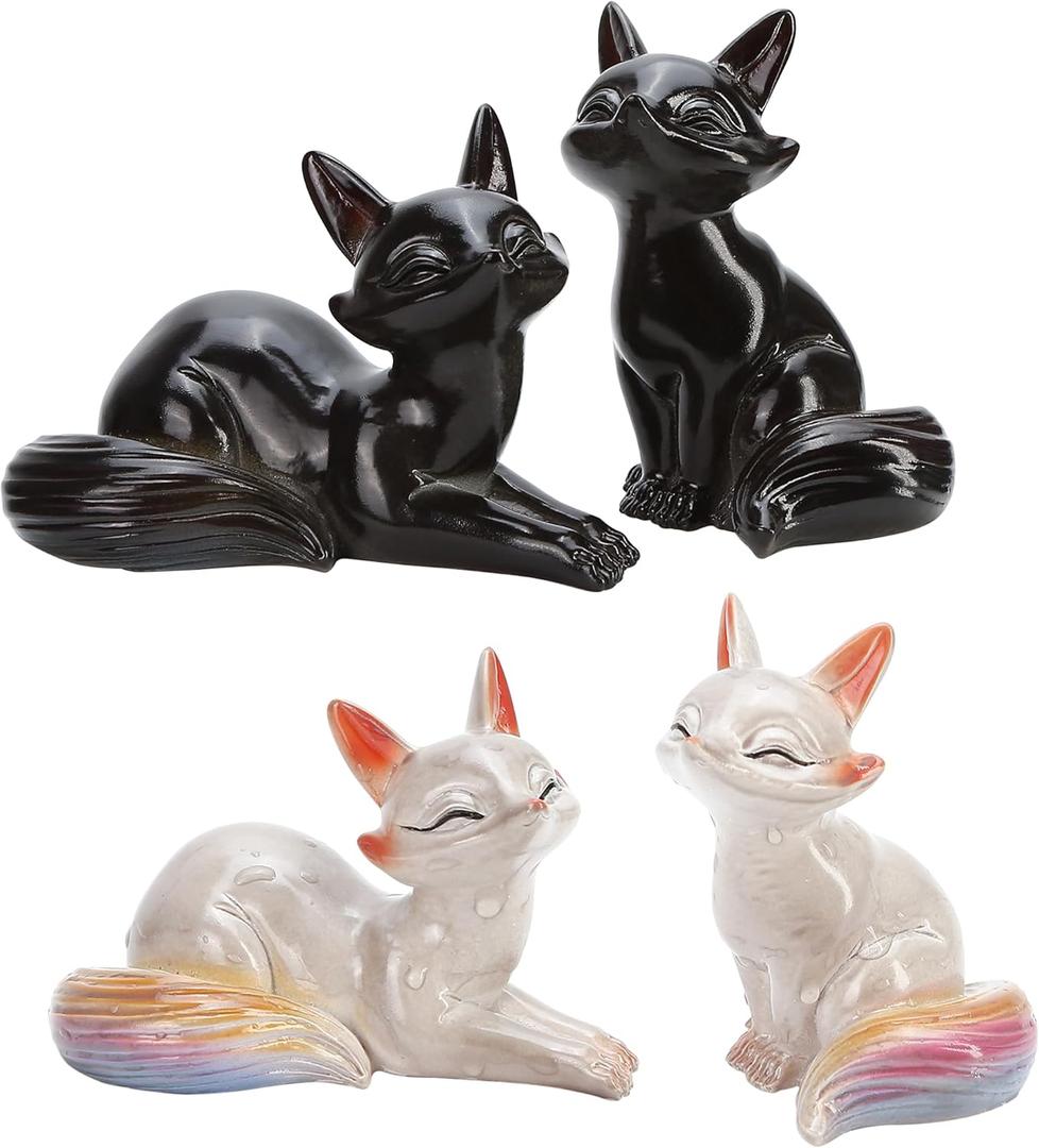 BuleVina 2PCS Color Changing Tea Pet Set, Handcrafted Resin Feng Shui Kungfu Lucky Tea Decoration Ornament for Gongfu Teahouse Teatable