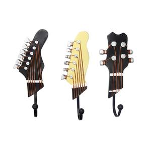 KUNGYO Vintage Guitar Shaped Decorative Hooks Rack Hangers for Hanging Clothes Coats Towels Keys Hats Metal Resin Hooks Wall Mounted Heavy Duty (Guitar Hook-A)  2 Packs