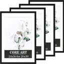 CORE ART 24x36 Poster Frame 4 Pack - Black Picture Frame for Wall Display, Fits 20x30 with Mat or 24 x 36 Without Mat, Horizontal & Vertical Mounting