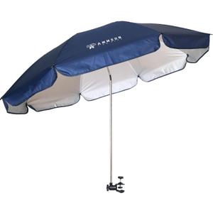 AMMSUN XL Chair Umbrella with Universal Clamp Adjustable 47 inches and 360-degree Swivel UPF 50+, Portable Clamp on Camping or Beach Chair, Stroller, Wheelchair, Golf cart, Navy Blue, Large-sized