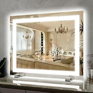 22x20 Inch Lighted Vanity Mirror, 3-Mode Touch Dimming LED Lighting, Large Makeup Mirror for Dressing Room, Tabletop or Wall-Mounted, White