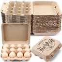 Zhanmai 50 Pcs Natural Paper Pulp Egg Cartons Blank Bulk 12 Count Dozen Vintage Classical 3 x 4 Style Square Chicken Cardboard Egg Tray Holder for Family Farm Market Storing(Classic)