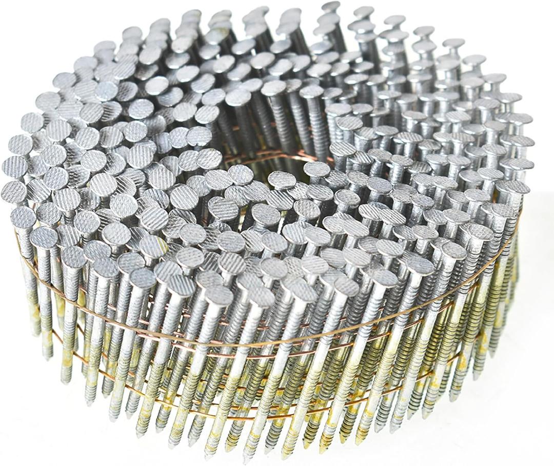 Siding Nails 2-Inch x .092-Inch 15-Degree Collated Wire Coil Full RoundHead Ring Shank Hot-Dipped Galvanized 3600 Count. Adapted to Gun Type CN57/CN65/CN70.