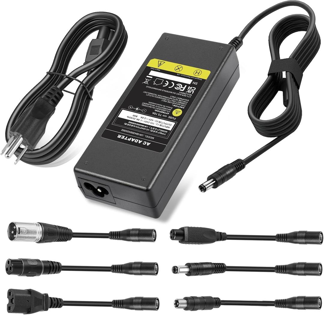42V 2A Universal Scooter Charger with 7 Connections, 7 in 1 for Jetson, Gotrax Bike Electric Scooter, ninebot Electric Scooter Charger for 36V 10S Li-ion Battery.