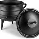 Bruntmor Pre-Seasoned Cast Iron Cauldron - 6 Quart African Potjie Pot with Lid - 3-Legged Dutch Oven for Camping and Over-the-Fire Cooking - Durable Outdoor Cookware for Stews, Chili, and Slow Cooking