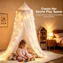 Princess Bed Canopy for Girls with Star Lights | Breathable double-layer canopy for girls room decor or reading nooks; white, 25.6"W x 106"L