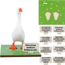 Magnetic Goose Key Holder, 7inch Desk Goose Statue with Wooden Base & Inspirational Sign Kawaii Room Decor Funny Home Office Table Desk Decor Mini Goose for Valentine New Apartment Housewarming Gifts
