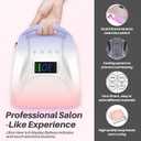 96W Cordless UV LED Nail Lamp, Periwinkle to Pink Gradient | 52 Beads Quick Dry with Remote | 4 Timer Settings & Auto Sensor | Rechargeable Gel Nail Light for Manicure Pedicure