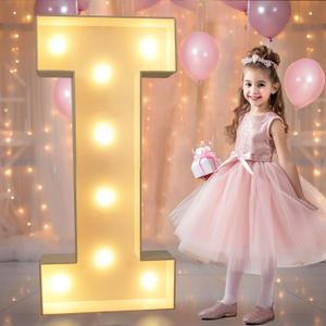 Pooqla Marquee Letters, 3FT Light Up Letters, Giant Marquee Letters 3 Feet Tall for Birthday Decoration, Large LED Letter Sign for Homecoming Baby Shower Wedding Party Decoration Letter I