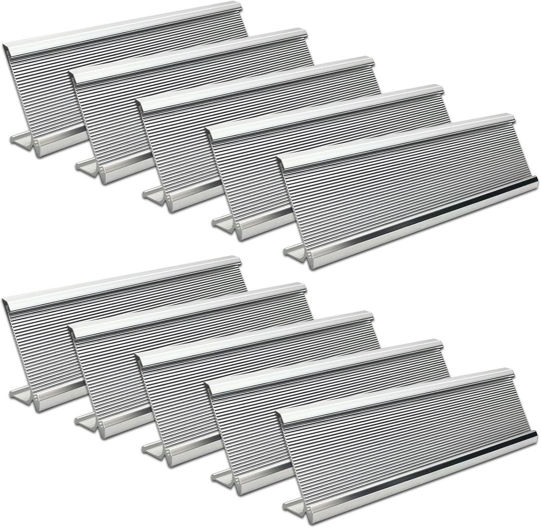10 Pack 2" x 8" Aluminum Desk Name Plate Holder, Office Name Plate Holder for Desks, Desk Sign Holder for Office Conference, Meeting Room or Other Business Event (Silver)