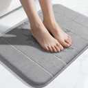 Yimobra Memory Foam Bath Mat, Super Soft Absorbent Bathroom Rug Non Slip 24x17 Inch, Quick Dry, Machine Washable Floor Carpet for Tub Shower, Home Decor Accessories, Gray 