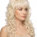 PUREHAIR 80s Long Blonde Bouffant Wig - Perfect for Womens 60s 70s Disco Party or Halloween Costume - Long Blond Wavy Wigs with Bangs for Women Drag Queens Cosplay (Blonde)