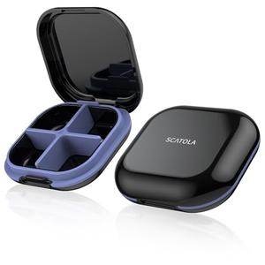 Daily Pill Organizer 4 Compartments, Small Pill Box Portable Travel Pill Case, Mini Pill Container for Purse Pocket, Compact Travel Medicine Organizer for Vitamin, Cod Liver Oil, Supplement