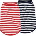 CtilFelix Dog Shirt Striped Clothes Stretchy Vests for Small Medium Large Dogs Boy Girl Cat Apparel Soft Cotton Puppy T-Shirts Lightweight Pet Tank Top Kitten Outfit Pack-2 Red & Blue 4XL (4XL- Chest ~31" / 35~55 lbs)