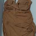 B2prity Women's Plus Size One Piece Swimdress Swimsuit Tummy Control Slimming Swim Dress Mesh Drawstring Skirted Bathing Suit (XX-Large, Brown)