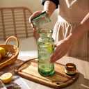 Bedside Water Carafe and Glass Set, 21.6 Oz Glass Pitcher with 6 Oz Drinking Cup Lid, Multi-Functional Mouthwash Dispenser for Bathroom Counter, Nightstand or Kitchen, Water Bottle Set (Clear Green)