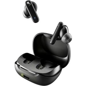 Skullcandy Smokin Buds Wireless Earbuds, Bluetooth Headphones, Noise Isolating Fit, Up to 20 Hours Battery, IPX4 Sweat and Water Resistant, Microphone for iPhone Android - True Black