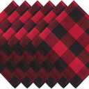 DII Buffalo Check Collection, Classic Farmhouse Cloth Napkin Set, 20x20, Red & Black, 6 Piece