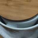 JOJUNO White Ceramic Canister Set with Wooden Lids  3-Piece Airtight Food Storage Jars for Kitchen, Embossed Design, Small/Medium/Large Sizes (30/48/82 oz)  Flour, Sugar, Coffee, Tea Containers