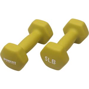 POWERT HEX Neoprene Dumbbell |Coated Colorful Hand Weights in Pair 5lbs