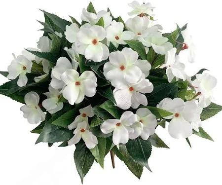 Greenery Artificial Impatiens Bouquet for Patio Lawn Garden Pot Hanging Basket Porch Decoration