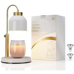 AIKUT Candle Warmer Lamp, with 2 Bulbs,Timer & Dimmer,Compatible with Large Yankee Candle Jars,3 Wick Candles,Height Adjustable Electric Top Candle Melter,White,110-120v,Mother's Day Gifts