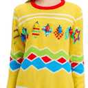 MGparty Ugly Christmas Sweater for Women 2025 Christmas Cute Light Up Sweaters Holiday Party Novelty Funny Pullover (Large, Yellow)