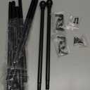 2 Pack Black Curtain Rods for windows 32 to 62 inch, 5/8 inch Splicing Heavy Duty Metal Curtain Rod Set with Brackets