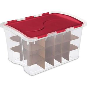 Sterilite 48 Quart Clear Stackable Holiday Christmas 45 Ornament Storage Box