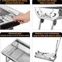 Barbecue Charcoal Grill Stainless Steel Folding Portable BBQ Tool Kits for Outdoor Cooking Camping Hiking Picnics Tailgating Backpacking or Any Outdoor Event (Large)