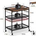 Microwave Kitchen Cart – 3 Tier Rolling Kitchen Utility Cart for Microwave Table Stand, Coffee Cart, Bar Cart, Kitchen Appliance Storage with Adjustable Shelf & Lockable Wheels, 34.25" L x 33.46" H, 29.92"Wx17.8"Dx33.46"H