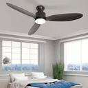 52in Quiet Ceiling Fan with LED Light DC motor Large Air Volume Remote Control 3 Solid Wood Blades,Ceiling Fan for Kitchen Bedroom Dining room Patio
