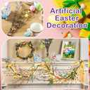 Yerliker 28 Pcs 6.6ft Lighted Easter Garland Sets with Artificial Spring Lighted Garland Spray Vine Foam Eggs and Berries 13ft 40 LED Battery Operated Easter Decor for Spring Party Mantel
