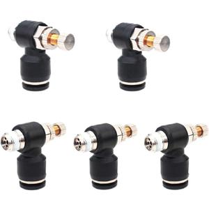 Beduan Pneumatic Push to Connect Air Flow Control Valve, 6mm Tube OD x 1/4" Male Thread, Elbow 90 Degree Switch Valve Adapter Fitting (Pack of 5)