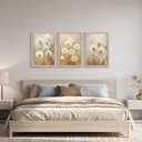 3 Pcs Framed Dandelion Canvas Wall Art, Modern Floral Prints, 16x24 Inch