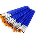 Kids Adult Craft Paint Brushes, 60PCS (30 Flat +30 Round) Blue Premium Small Paint Brushes for Acrylic Watercolor Face Painting, Rock Canvas Painting