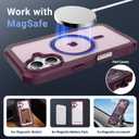 Magnetic for iPhone 16 Case, [Compatible with MagSafe][Military Grade Drop Protection][Heavy Duty Protection][Non-Slip][Shockproof] 2-Layer Durable Bumper Phone Case 6.1''-Wine Red