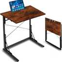 24 inch Foldable TV Tray Table, Foldable Portable C-Shaped Sofa end Table, Oversized Sofa Side Laptop Desk, Suitable for Living Room and Bedroom (1, Rustic Brown), 23.6 Inches X 14.6 Inches X 27.5 Inches