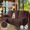 Genina Recliner Sofa Covers - Stretch Reclining Couch Covers with Stripe Jacquard - 3 Seat Cushion Slipcovers with Soft Fabric - Furniture Protector for Pet Kid (Chocolate)