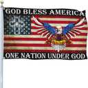 One Nation Under God Flag 4th of July Memorial Day Patriotic American Eagle Flag God Bless America Christian Jesus Flags for Outside 3x5 Ft Outdoor House Yard Decorations Banner