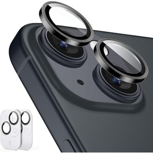 ESR 2 Pack Camera Lens Protector for iPhone 15/15 Plus/14/14 Plus, Ultra-tough HD Individual Lens Protectors, Scratch Resistant, Ultra-thin Tempered Glass, Armorite Series, Black