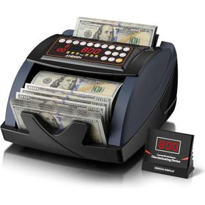Aneken Money Counter with Value Count, UV/MG/IR Counterfeit Bill Detection for Dollars Euros with Count/Add/Batch/Auto Modes, Cash Counter with External LCD Display
