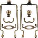 7 8 9 10 inch Lamp Shade Harp Holder,Adjustable Lamp Harp Kit,Fit Both Standard Lamp Rod and E26 Light Base UNO Fitter Adapter,with 2 Shade Attaching Finial Top (Bronze Color - 2 Set)