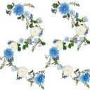 OrgMemory Rose Flower Vine, 1PCS 6' Each, Peony Garland, Silk Flower Vine, Blue and White Peony Garland for Wedding Arch Party Home Table Runner Mantle Decoration