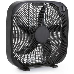 Amazon Basics 20-Inch Box Fan with Powerful Airflow, 3 Speeds, 5 Blades, Lightweight Design, 67 Watts, Black, 6.8 D x 20.86 W x 21.33 H in