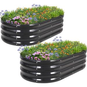 1MORE Galvanized Raised Garden Bed- Planter Garden Boxes Outdoor, Raised Beds for Gardening, 4x2x1ft Metal Garden Bed Kit for Vegetables Flower, Planter Raised Beds with Tools.Gray-2pack